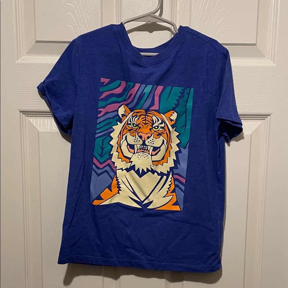 Kids Blue Tiger Print T-Shirt